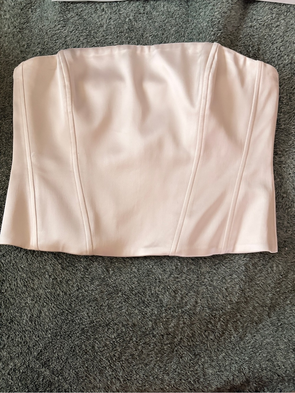 Strapless Bustier Crop Top - white